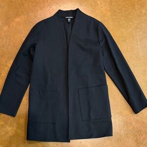 Eileen Fisher Black Collarless Open-Front Jacket